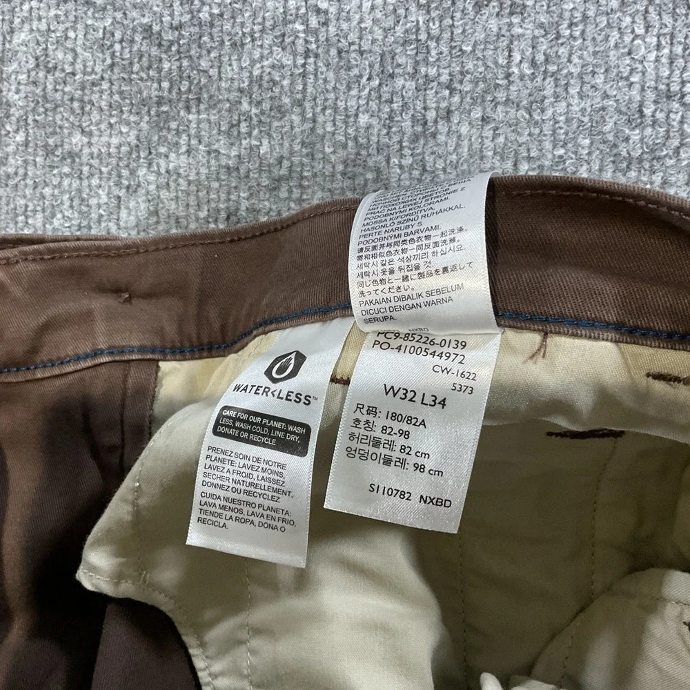 Levis XX Chino Standard Taper Pants Mens 32x34 Brown Stretch Chinos 85226-0139